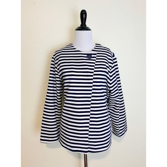 Erin London striped jacket blazer size L navy blue and white - Picture 5 of 7
